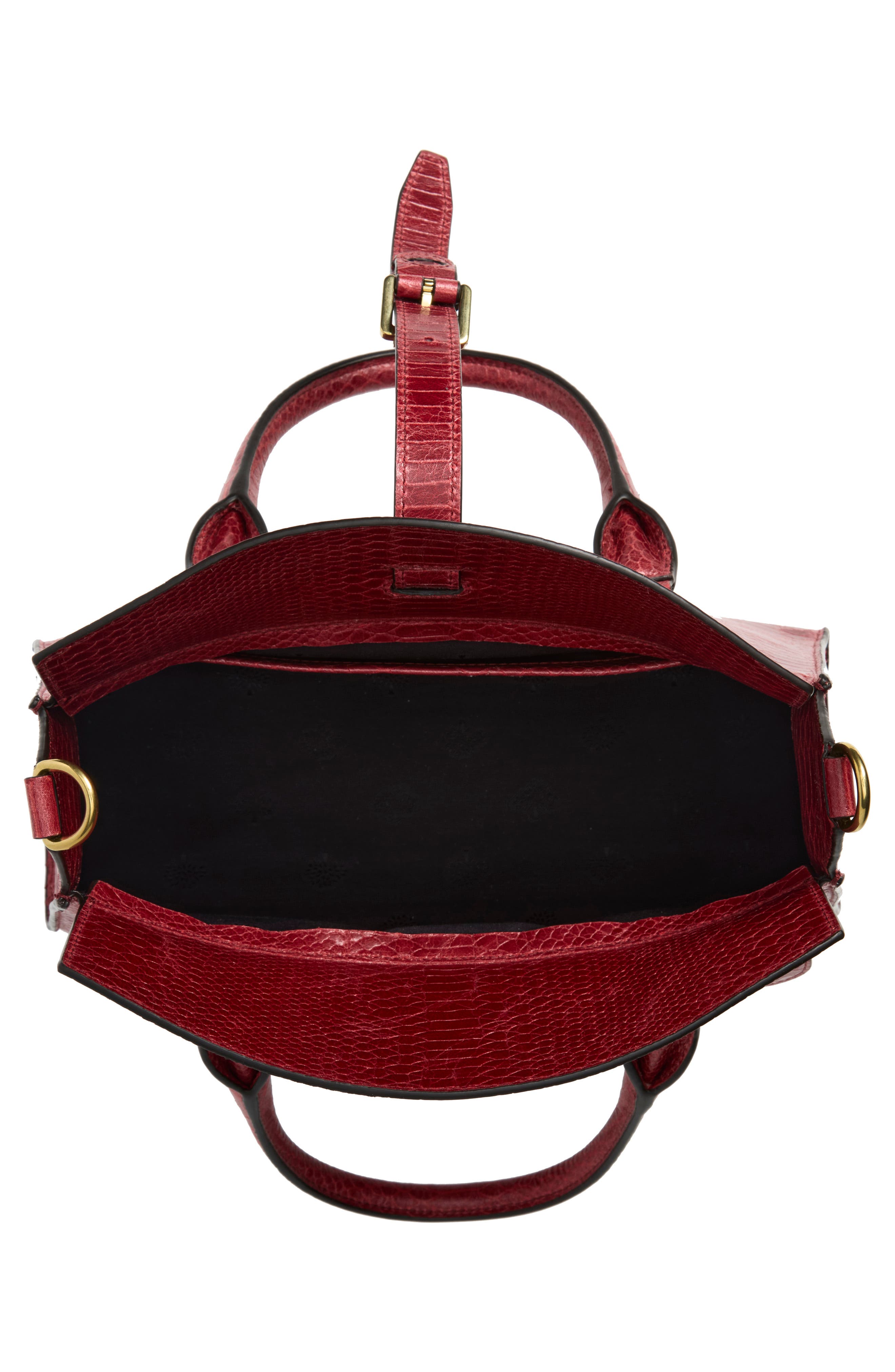 Small Roxanne Croc Embossed Leather Satchel, Alternate, color, APPLE RED
