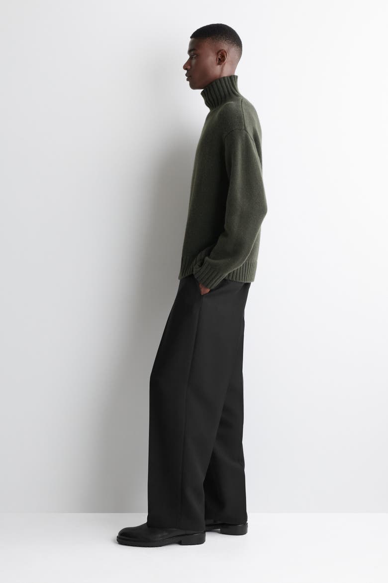 Chunky Cashmere Mock-neck Sweater, Alternate, color, DARK GREEN