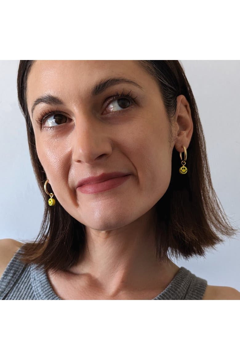 Charm Hoop Earrings, Alternate, color, Smilies