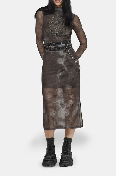Eros Realm Graphic Mesh Midi Dress