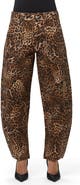 Naked Wardrobe Leopard Print Stretch Canvas Barrel Pants