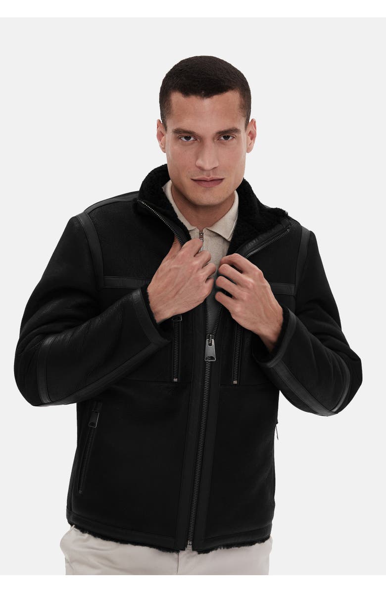 Furniq UK Fabian Sheepskin Coat, Alternate, color, Black