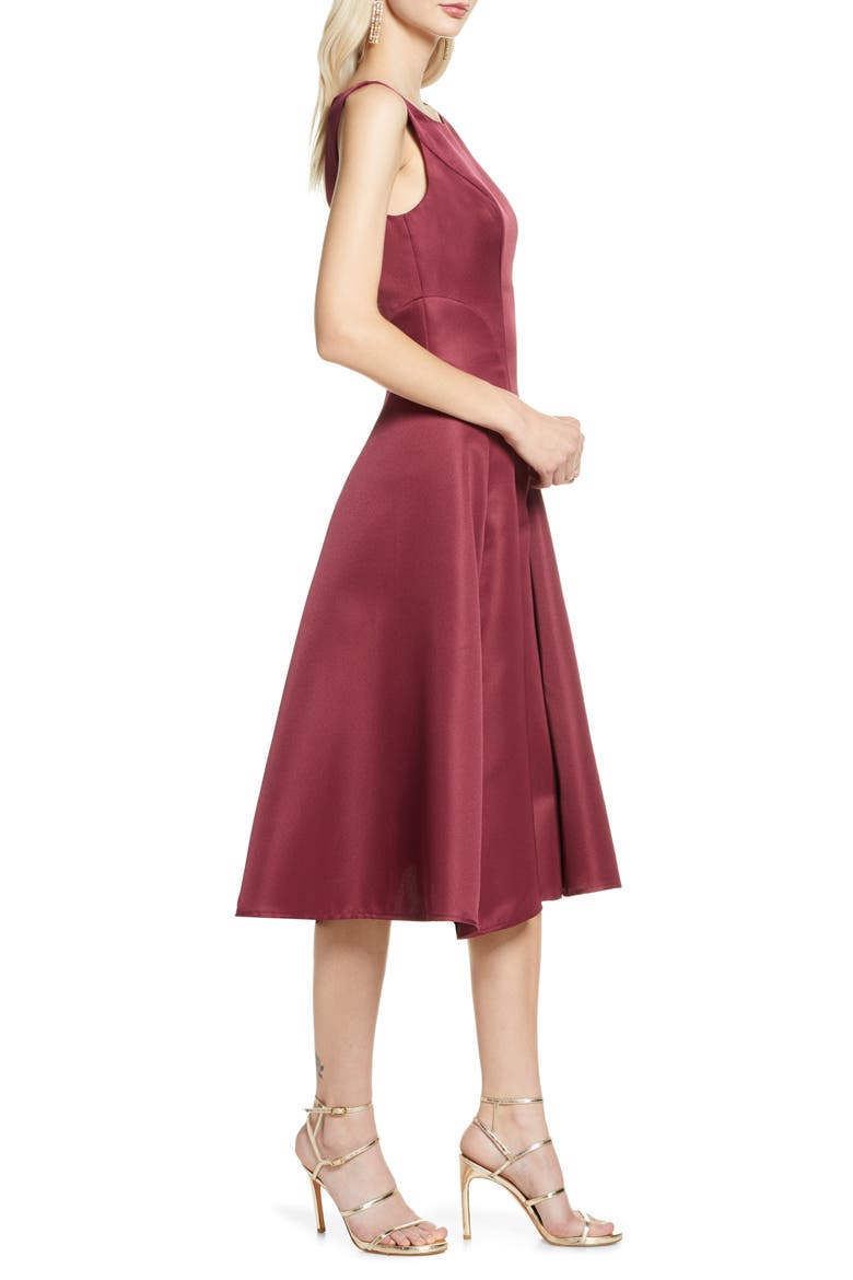 Bracken Satin Fit & Flare Cocktail Dress, Alternate, color, BURGUNDY
