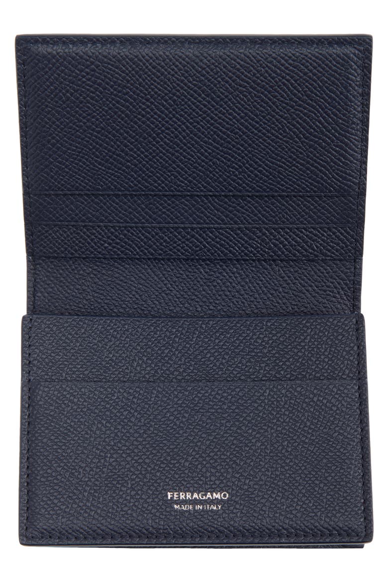 Micro Gancio Leather Card Case, Alternate, color, NEW NAVY NERO
