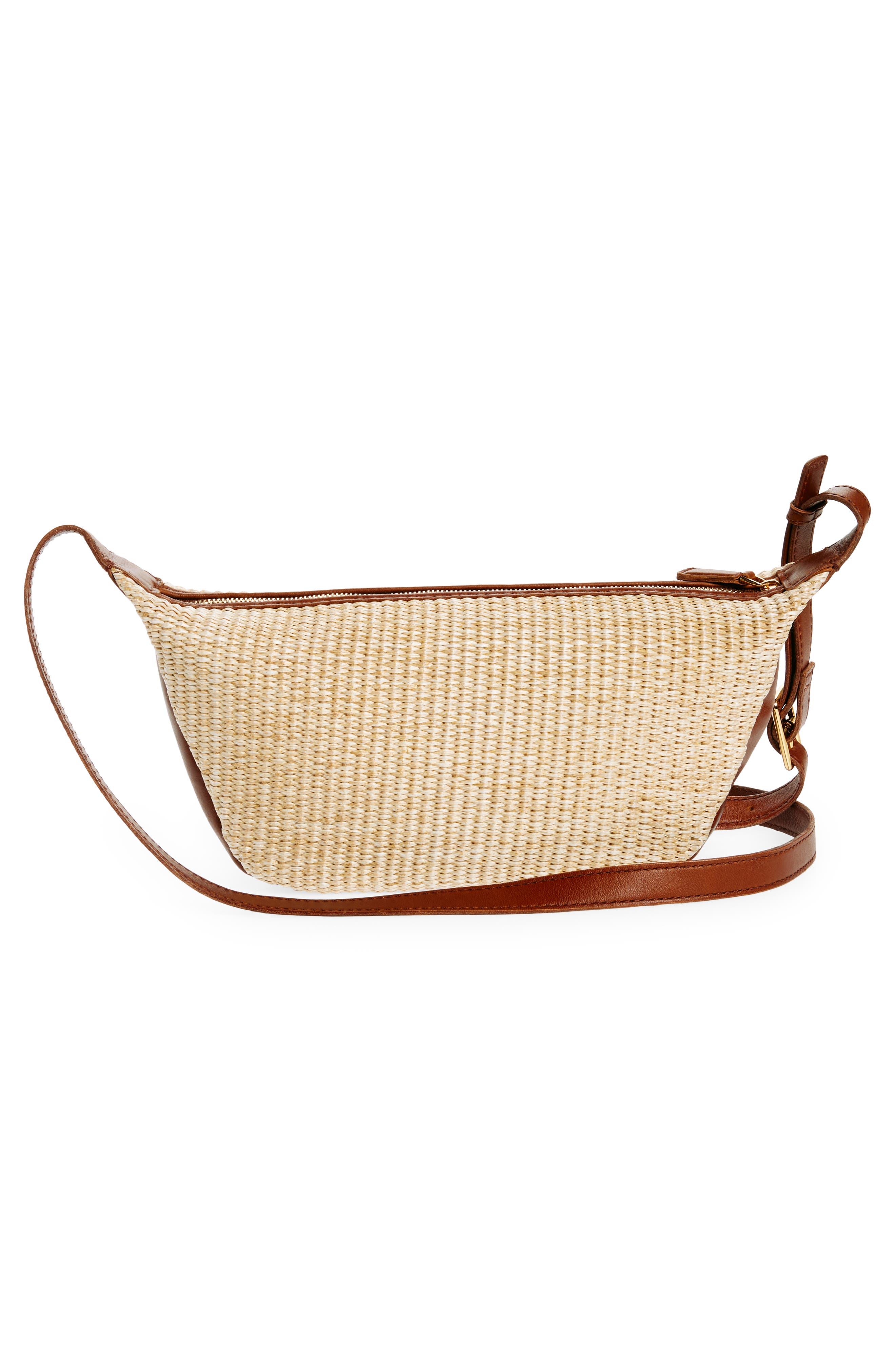 Madewell The Sling Raffia & Leather Crossbody Bag, Alternate, color, 