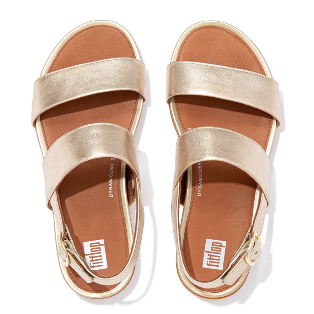 FitFlop Gracie Leather Back Strap Sandals, Alternate, color, Platino
