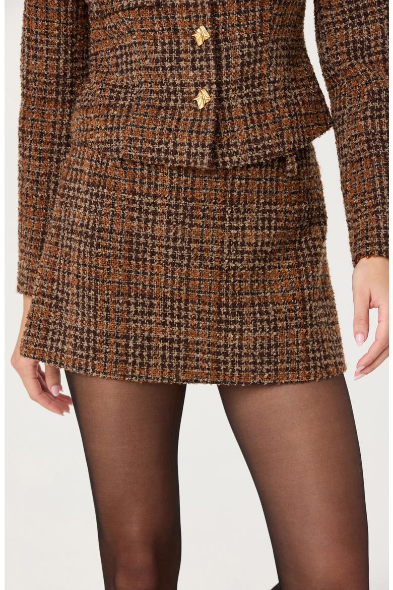Kyleigh Wool Blend Tweed Miniskirt, Alternate, color, RUST BROWN