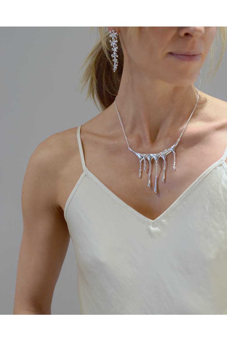 Melting Drop Necklace, Alternate, color, Sterling Silver