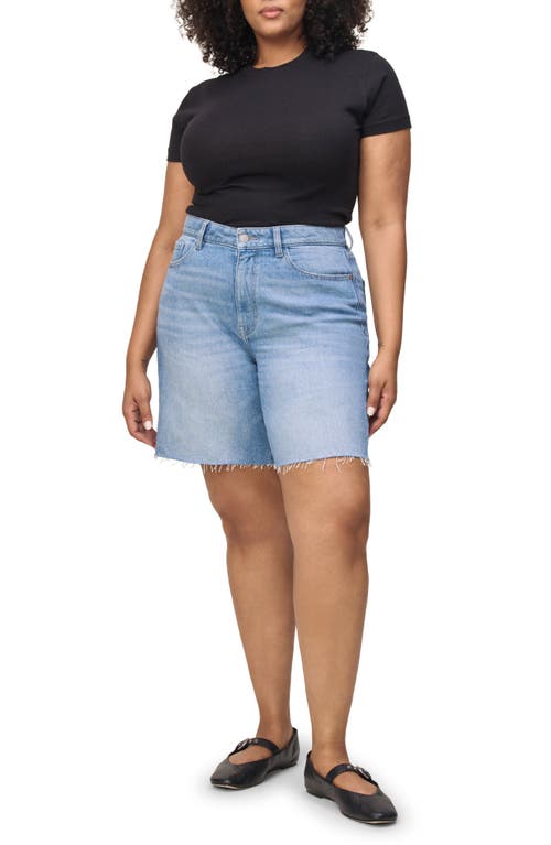 Warp & Weft Warp+weft Girlfriend Stretch Denim Shorts In Girlfriend