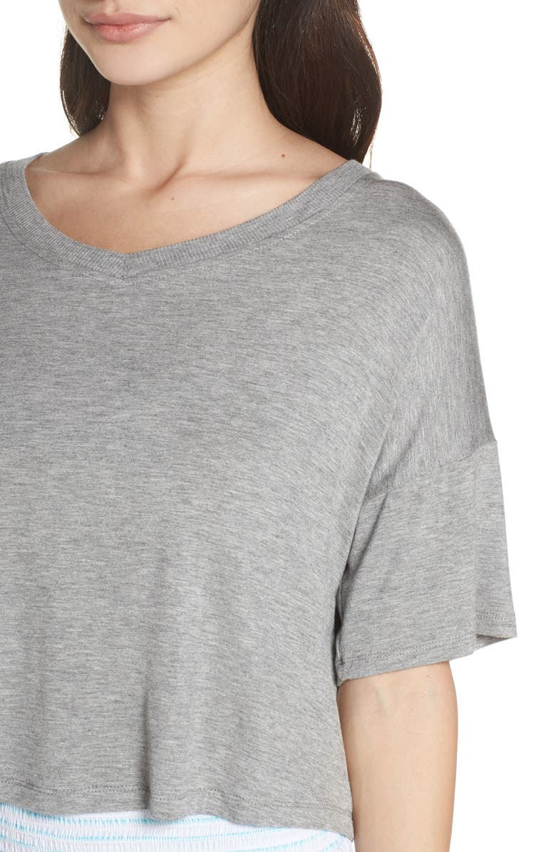 Honeydew Rayon T-Shirt & Woven Short Pajamas, Alternate, color, 