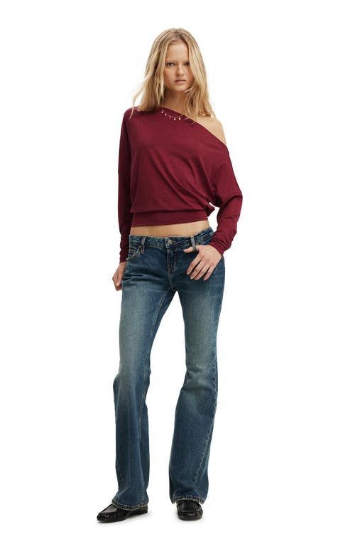 Cotton On Peyton Off Shoulder Long Sleeve In Red