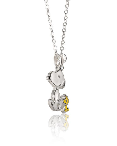 Peanuts Snoopy And Woodstock 3d Pendant Necklace In Metallic