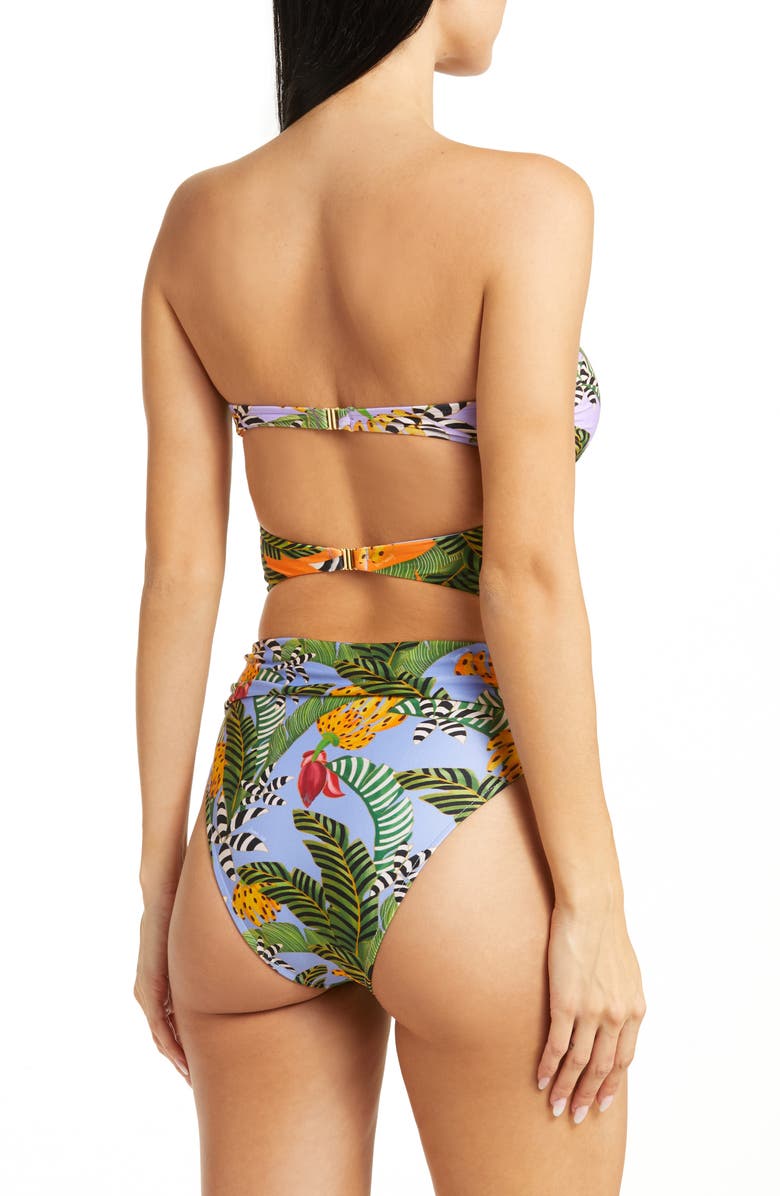 FARM Rio Striped Bananas Strapless Cutout One-Piece Swimsuit, Alternate, color, 