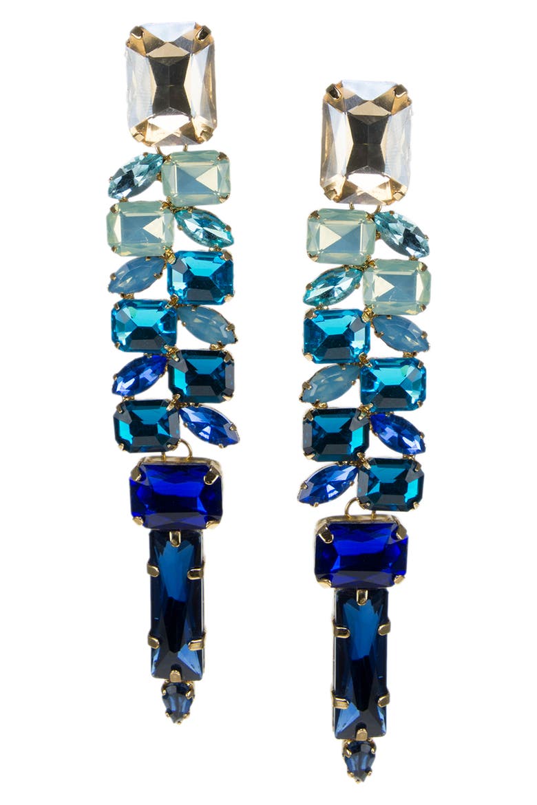 Ombré Crystal Statement Drop Earrings (Nordstrom Exclusive), Main, color, BLUE/GOLD
