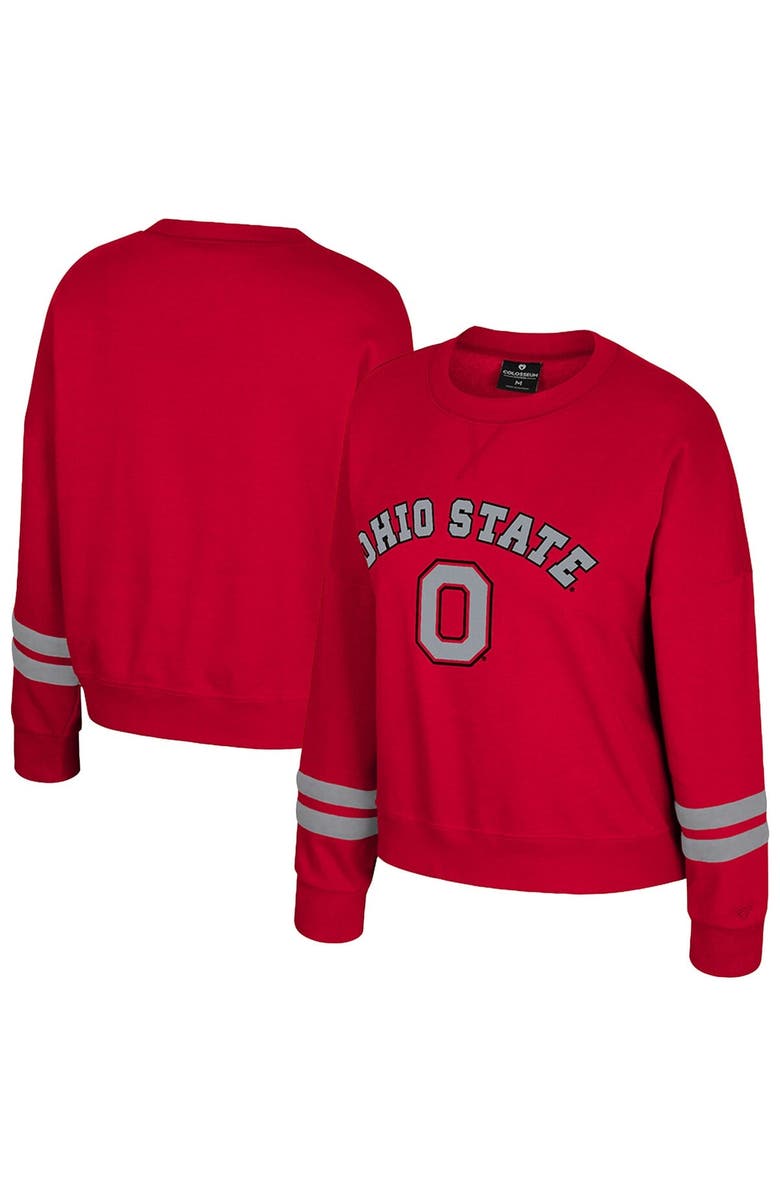COLOSSEUM Women's Colosseum Scarlet Ohio State Buckeyes Splashy Crewneck Fleece Sweatshirt, Main, color, Scarlet