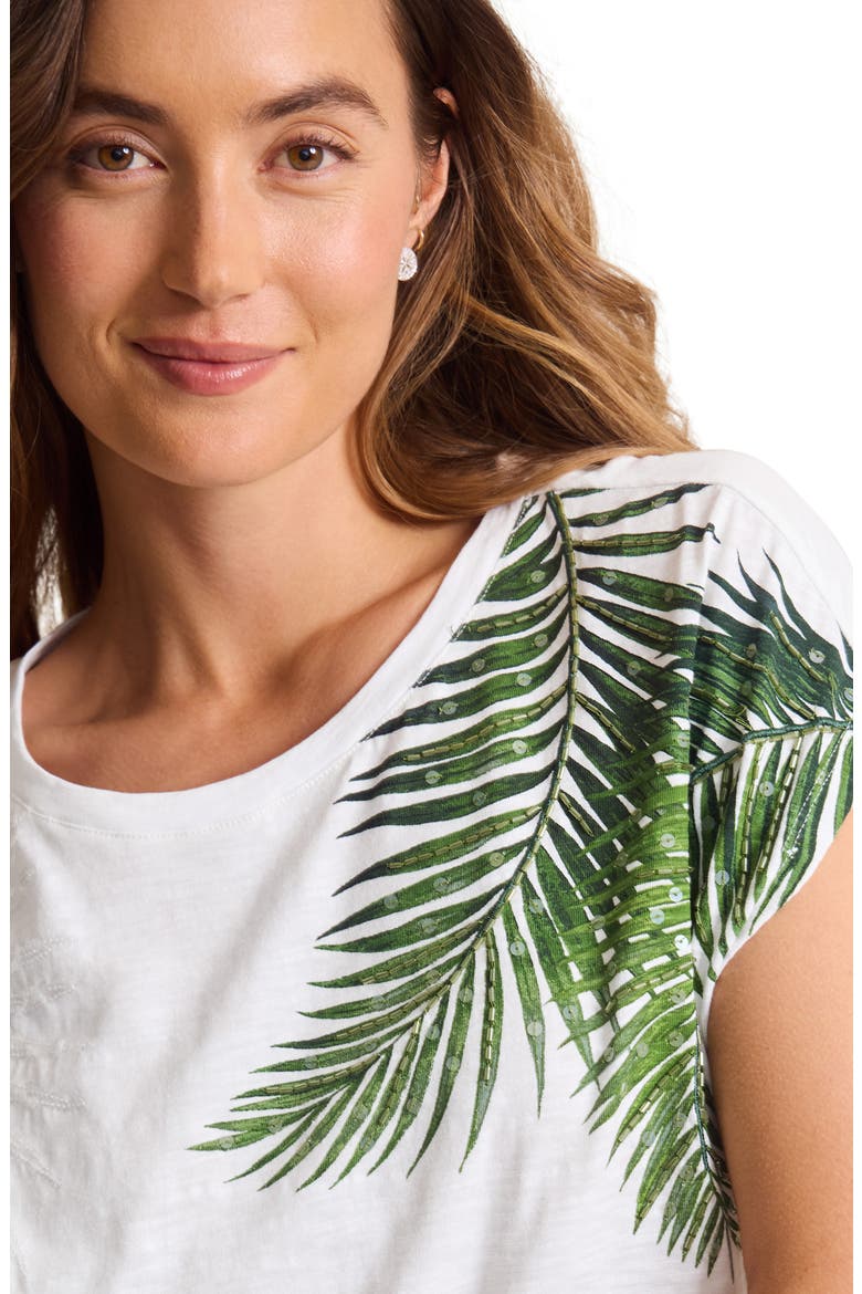 Leaf of Luxury Sequin Embellished Organic Cotton Graphic T-Shirt, Alternate, color, WHITE