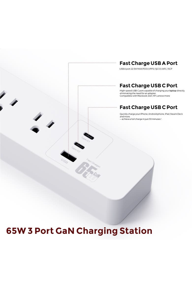 Smart WiFi Surge Protector Power Strip, Alternate, color, White