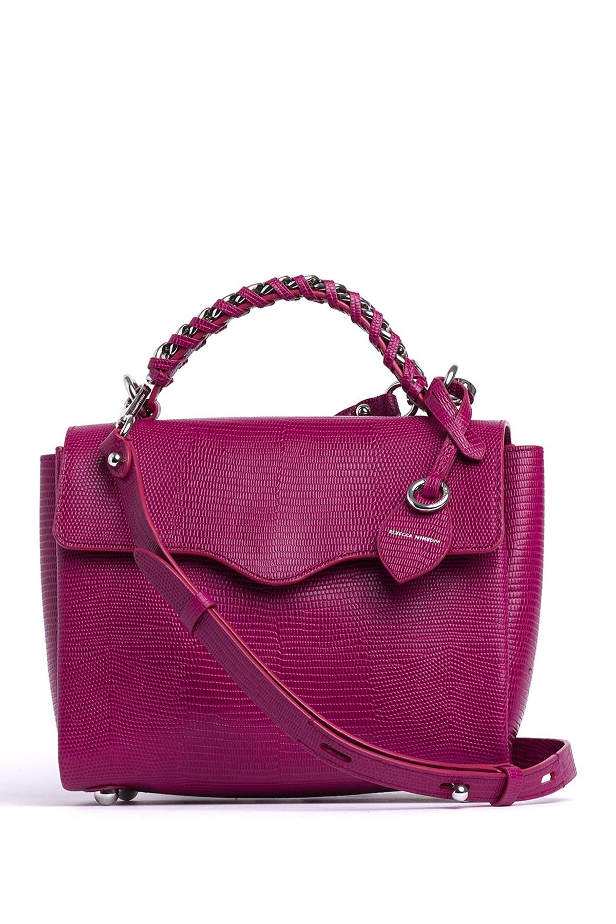 Rebecca Minkoff Chain Lizard Embossed Leather Satchel, Main, color, 