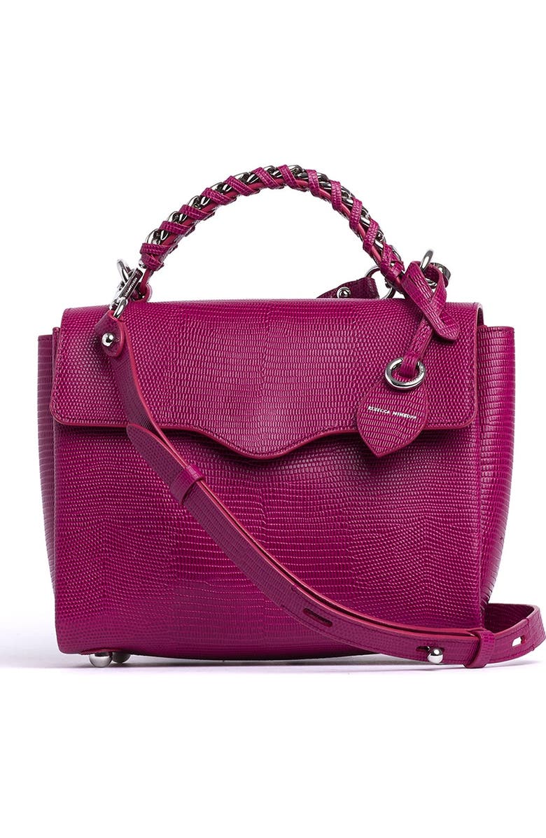Rebecca Minkoff Chain Lizard Embossed Leather Satchel, Main, color,