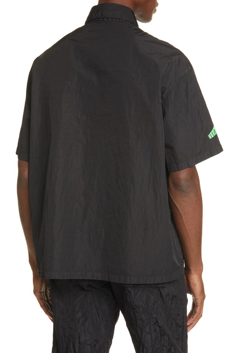 Patch Pocket Short Sleeve Nylon Shirt, Alternate, color, BLACK GREEN
