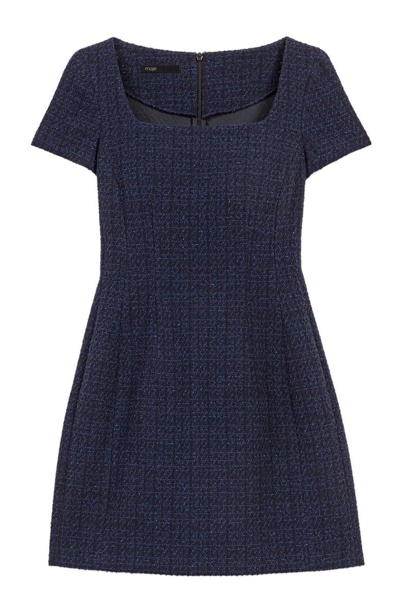 maje Mini tweed dress, Alternate, color, Navy