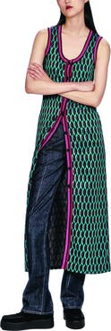 Anna Sui Glitter Geo Jacquard Long Vest