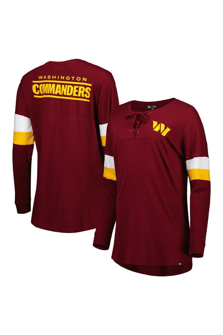 Women's New Era  Burgundy Washington Commanders Athletic Varsity Lightweight Lace-Up Long Sleeve T-Shirt, Main, color, Burgundy