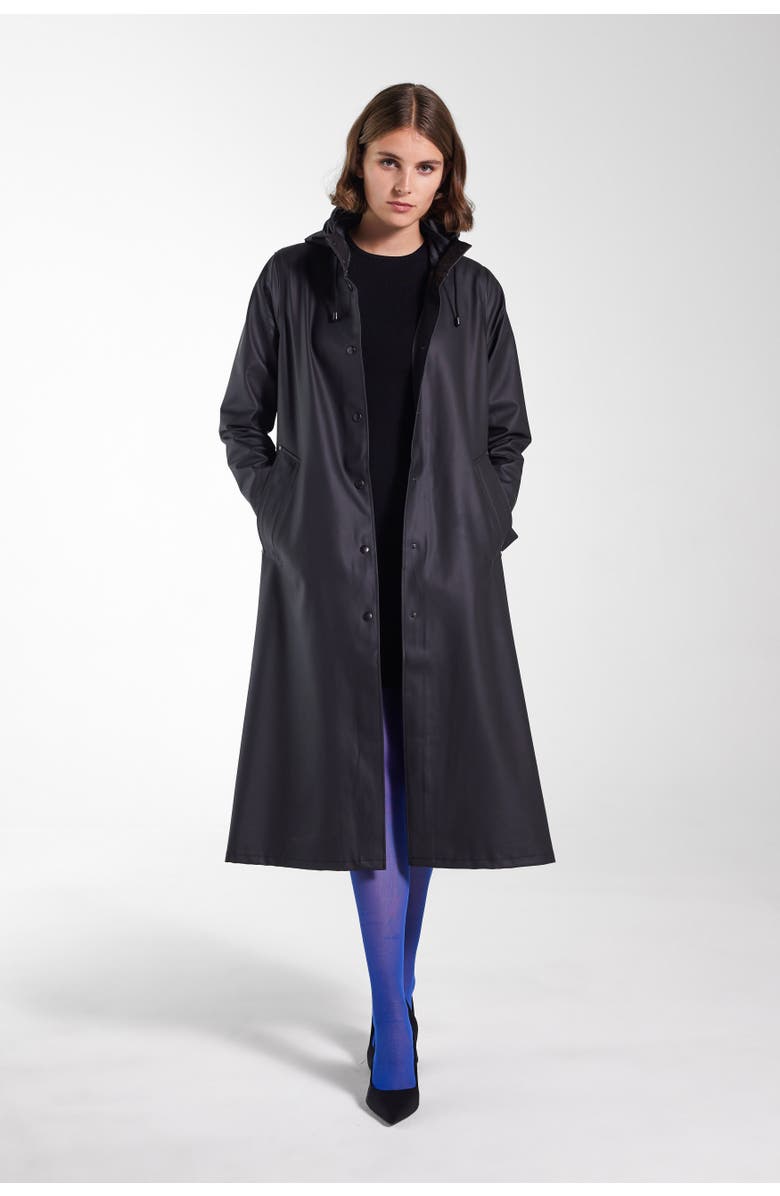 Stutterheim Mosebacke Long Raincoat, Alternate, color, Black