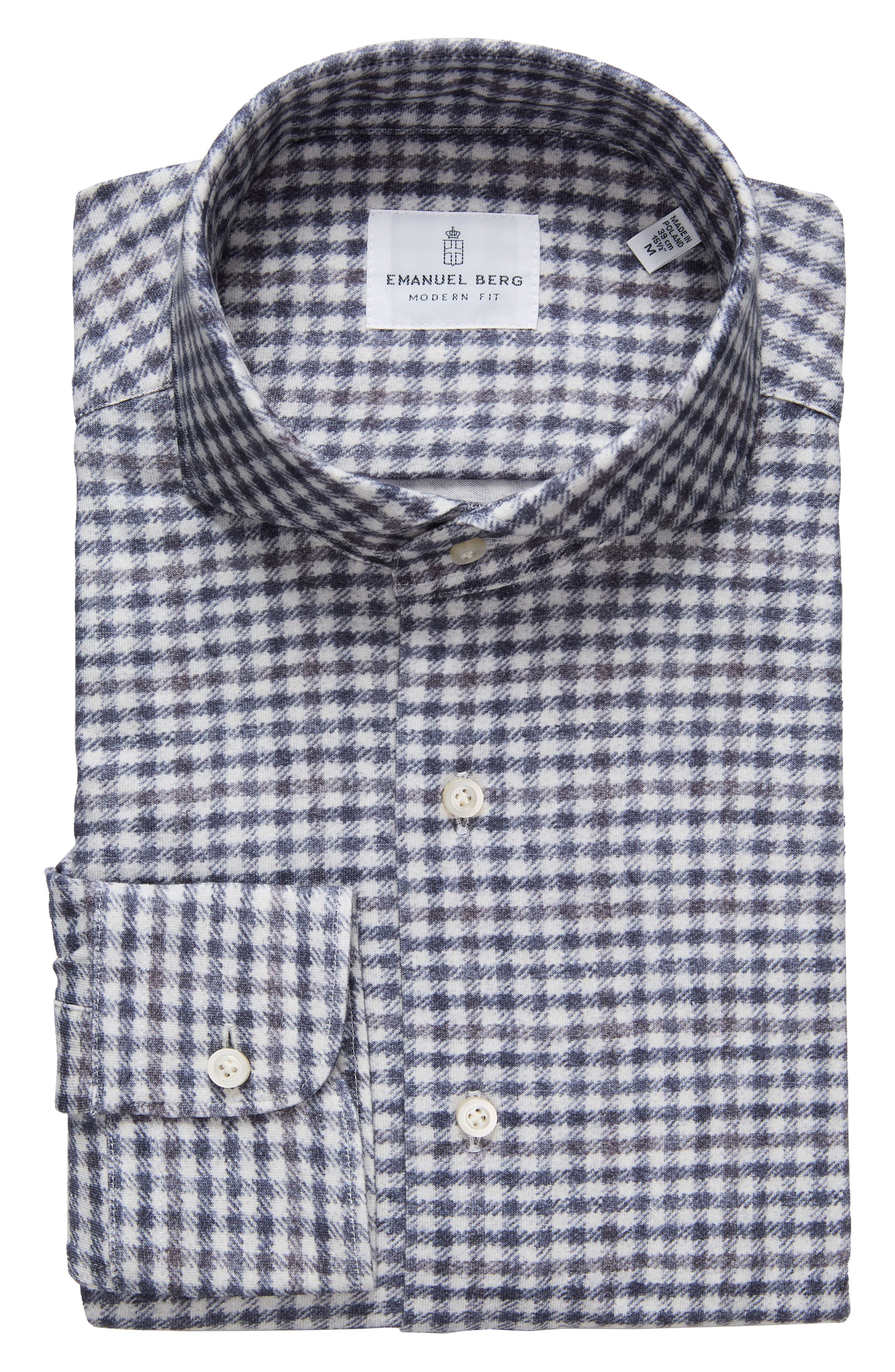 Emanuel Berg Check Modern Fit 4Flex Knit Shirt