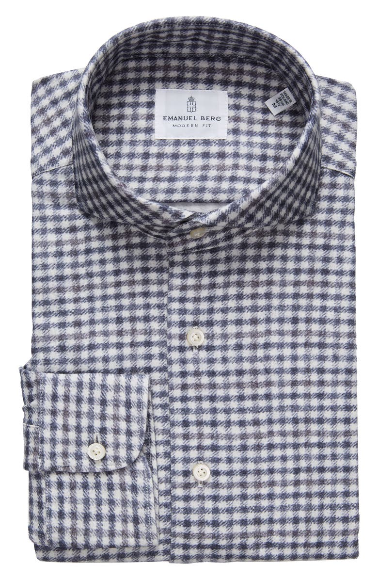 Emanuel Berg Check Modern Fit 4Flex Knit Shirt, Main, color, 