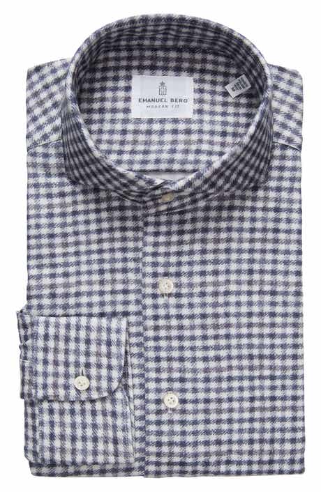 Emanuel Berg Check Modern Fit 4Flex Knit Shirt