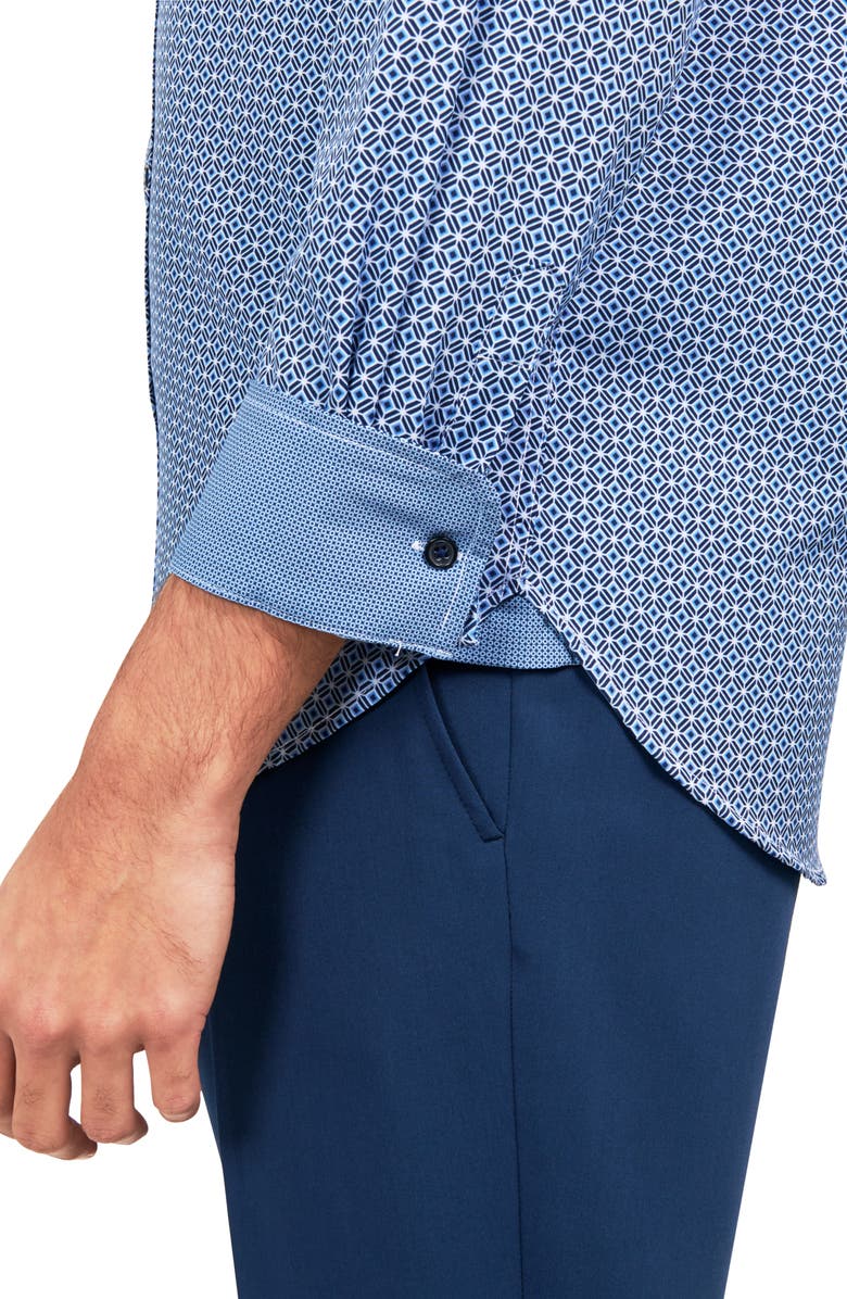 W.R.K Regular Fit Mosaic Geo Print Stretch Performance Dress Shirt, Alternate, color, Navy
