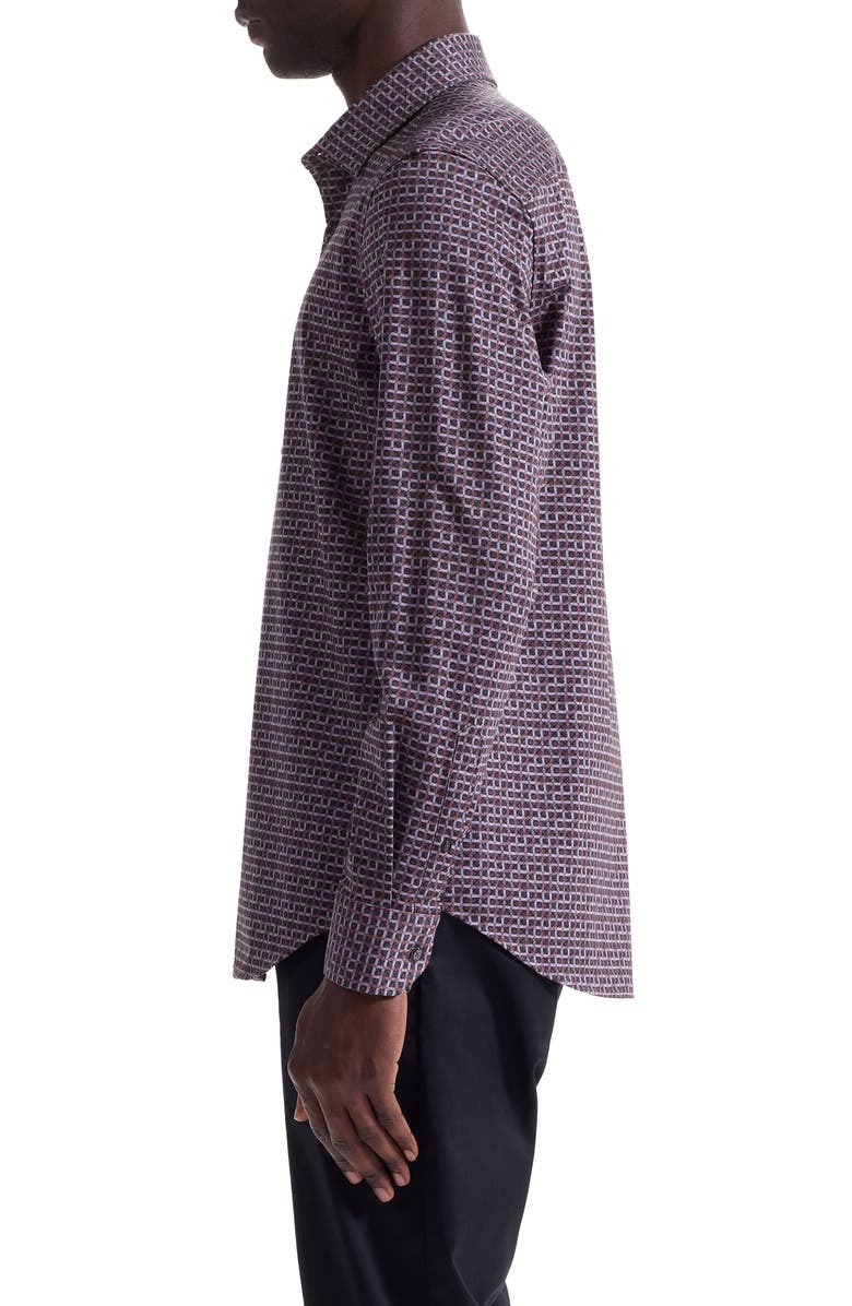 Bugatchi Jimmy OoohCotton<sup>®</sup> Check Button-Up Shirt, Alternate, color, Mahogany