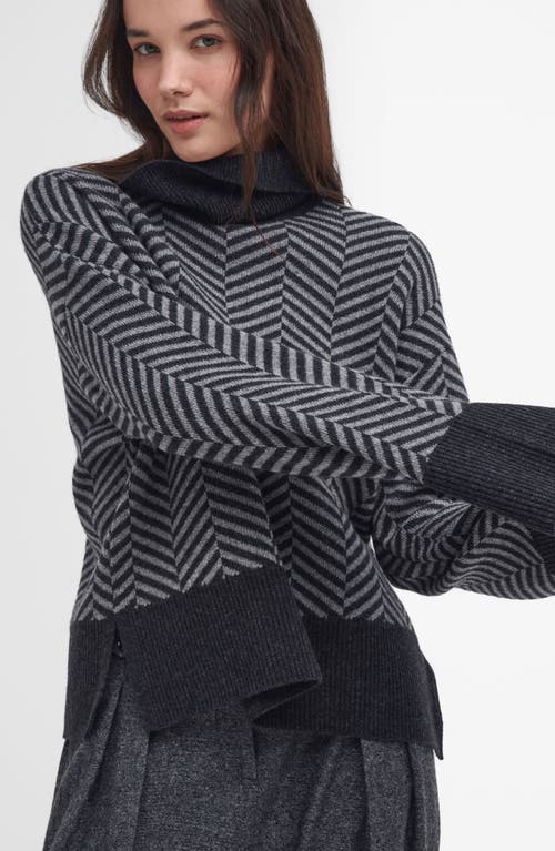 Barbour Aubrey Chevron Stitch Wool Blend Cowl Neck Sweater In Gray