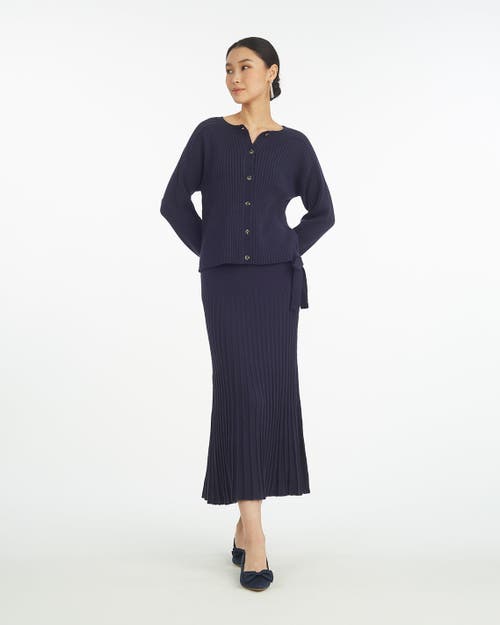 Draper James Luxe Cropped Rib Cardigan In Blue