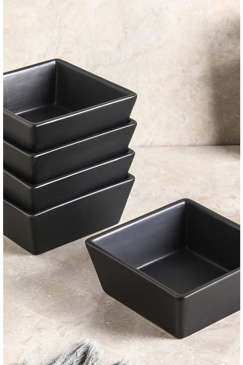 Grace Stoneware 4-Piece Bowl Set, Alternate, color, Black Matte