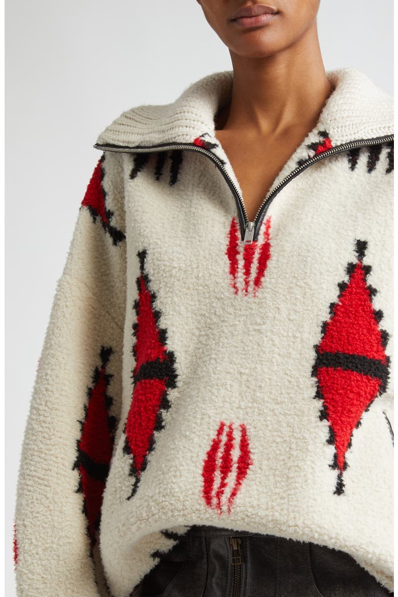 Marner Quarter Zip Pullover, Alternate, color, ECRU/ RED