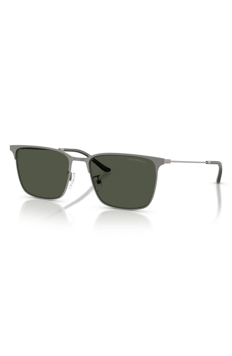 Emporio Armani 57mm Polarized Rectangular Sunglasses, Alternate, color, Gunmetal / Polar Dark Green