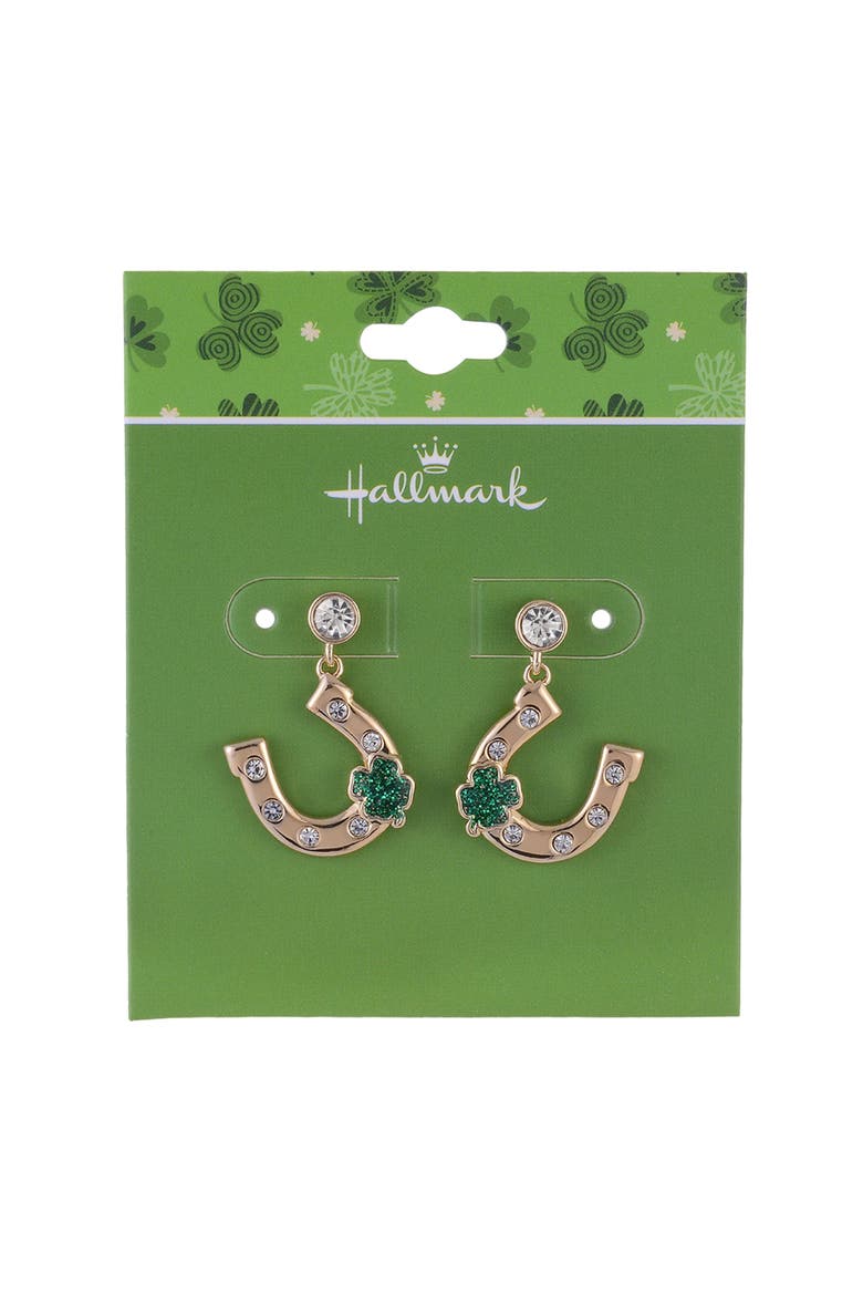 Horseshoe Earrings, Alternate, color, Green
