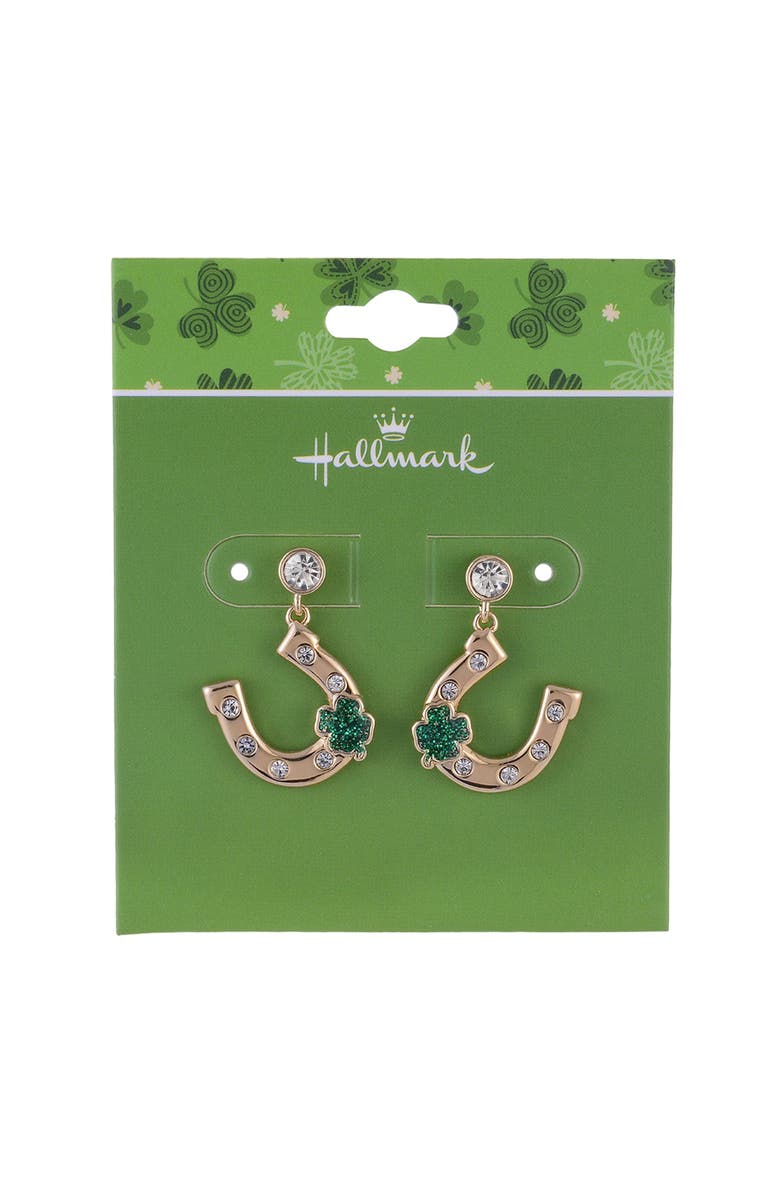 Hallmark Horseshoe Earrings, Alternate, color, Green