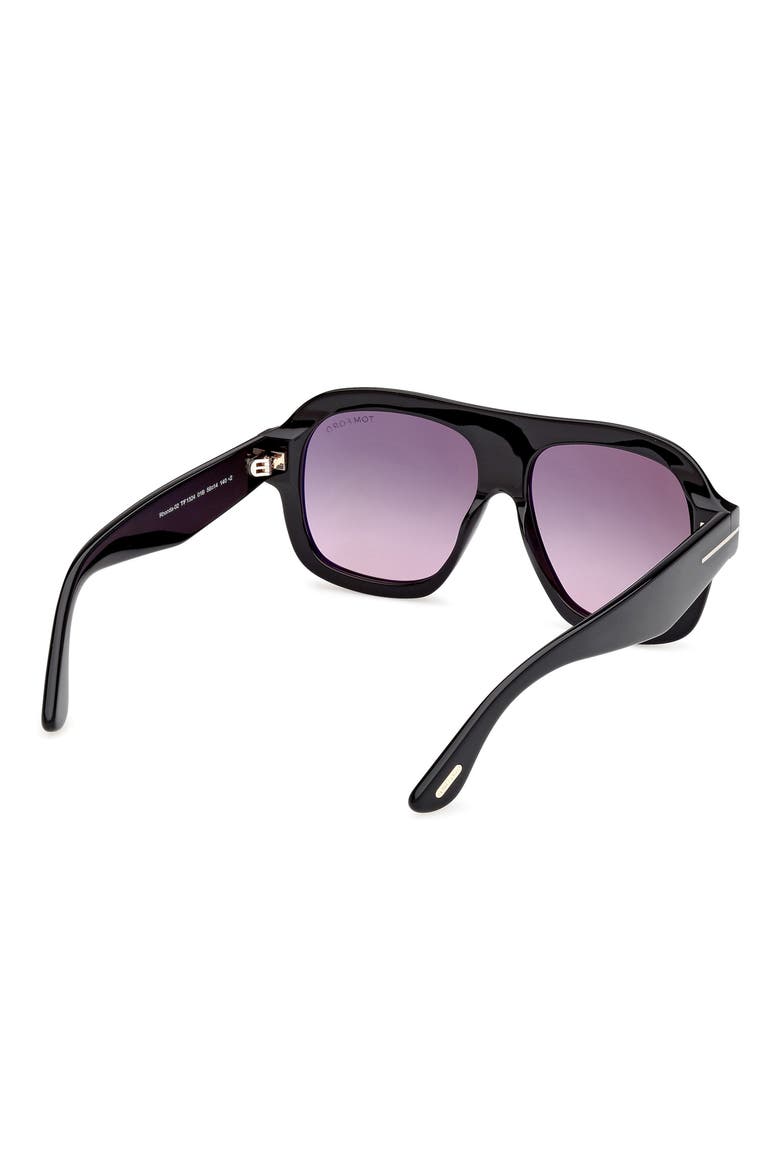 Rhonda 56mm Gradient Pilot Sunglasses, Alternate, color, SHINY BLACK / SMOKE LENS