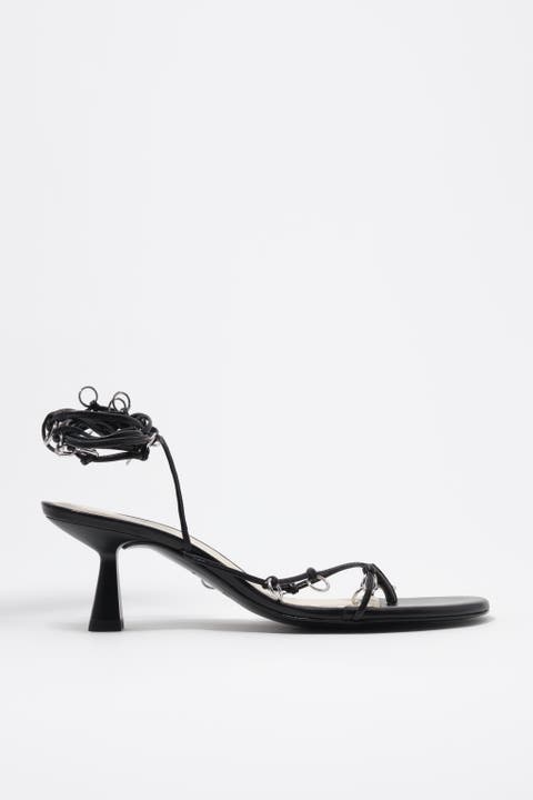 Leather Heeled Sandal With Piercings