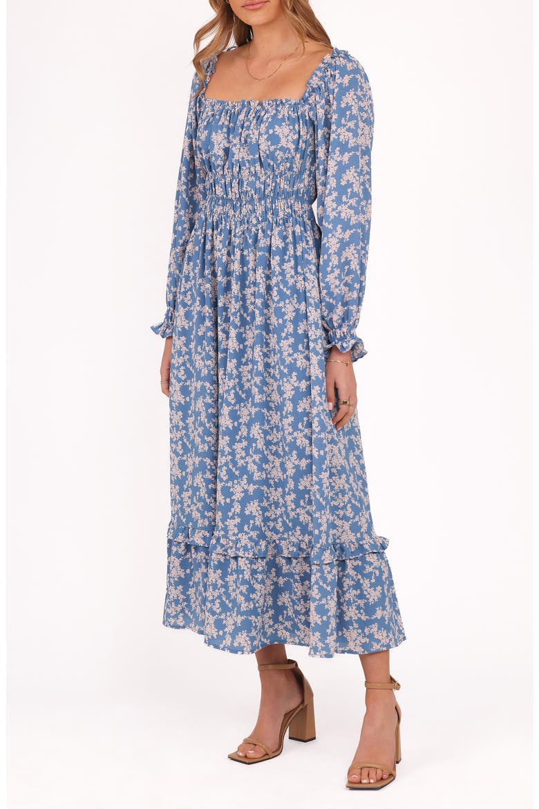 Aine Floral Long Sleeve Smocked Maxi Dress, Alternate, color, BLUE FLORAL