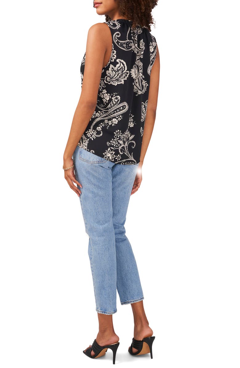 Vince Camuto Blooming Paisley Print Split Neck Top, Alternate, color, 