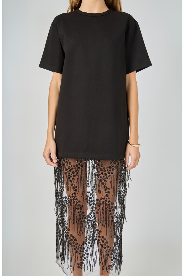 Mix Rhinestone Lace Maxi Dress, Alternate, color, BLACK