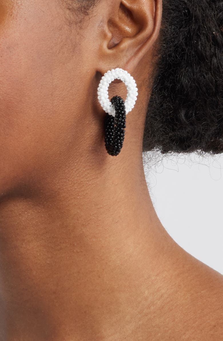 Nordstrom Color Pop Double Hoop Earrings, Alternate, color, White- Black