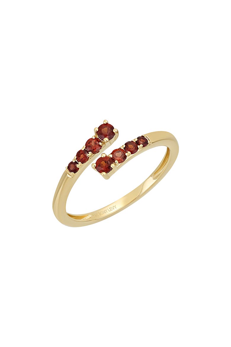 14k Gold Garnet Coil Ring, Main, color, YELLOW