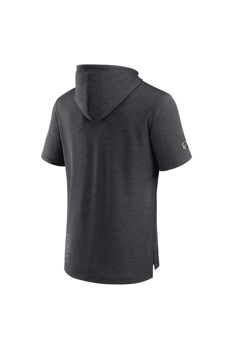 Men's Fanatics Branded Heather Charcoal Los Angeles Kings Authentic Pro Road Performance Short Sleeve Pullover Hoodie, Alternate, color, Heather Charcoal