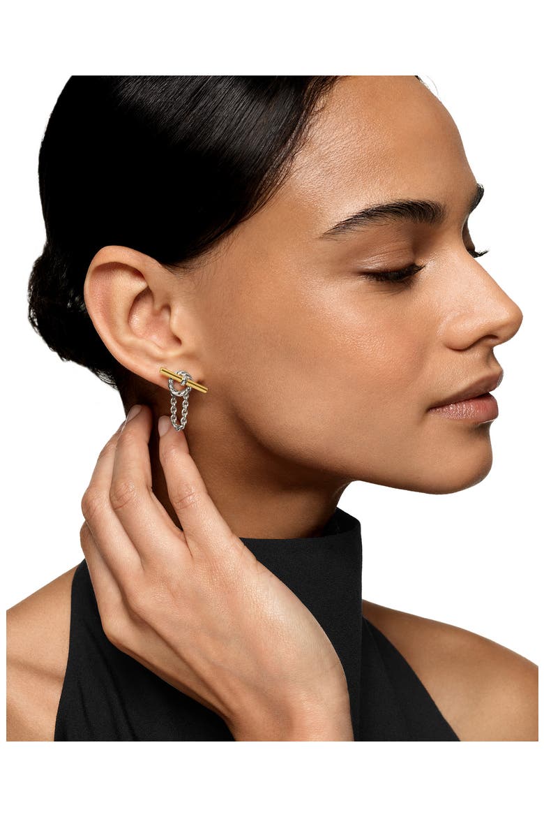 DY Mercer® Bold Toggle Stud Earrings in Sterling Silver with 18K Yellow Gold, 50.4mm, Alternate, color, NO COLOR