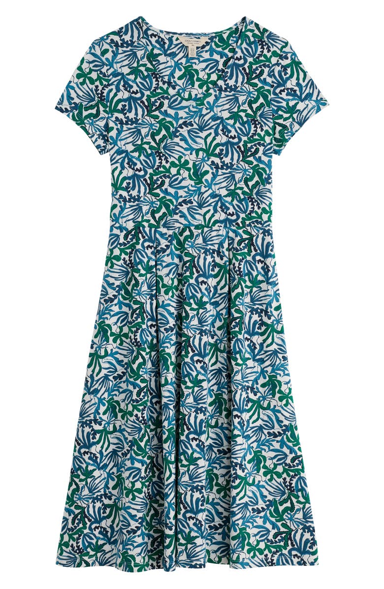 Seasalt Cornwall Pier View Frond Print Flare Stretch Organic Cotton Dress, Alternate, color, Inky Fronds Chalk